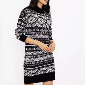 LOFT Fair Isle Turtleneck Sweater Dress